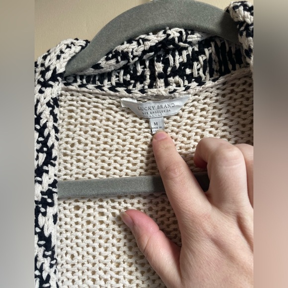 Lucky brand long line open knit cardigan sweater size M boho - Picture 3 of 6